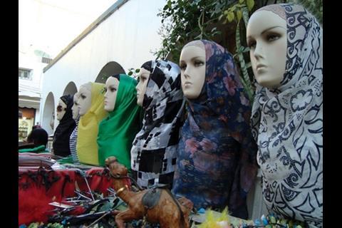 Head scarves for sale at Tripoli’s old souk. Female architects are rather thinner on the ground